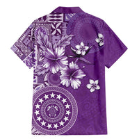 Cook Islands Family Matching Mermaid Dress and Hawaiian Shirt Purple Hibiscus And Stars LT05 - Polynesian Pride