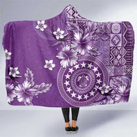 Cook Islands Hooded Blanket Purple Hibiscus And Stars