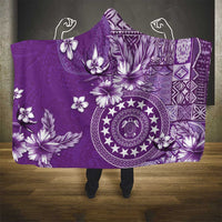Cook Islands Hooded Blanket Purple Hibiscus And Stars