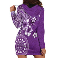 Cook Islands Hoodie Dress Purple Hibiscus And Stars