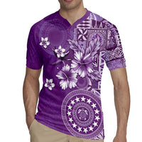 Cook Islands Rugby Jersey Purple Hibiscus And Stars LT05 - Polynesian Pride