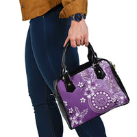 Cook Islands Shoulder Handbag Purple Hibiscus And Stars