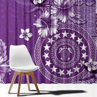 Cook Islands Window Curtain Purple Hibiscus And Stars