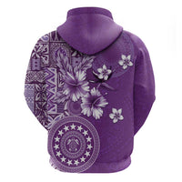 Cook Islands Zip Hoodie Purple Hibiscus And Stars