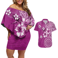 Cook Islands Couples Matching Off Shoulder Short Dress and Hawaiian Shirt Fandango Hibiscus And Stars LT05 Fandango - Polynesian Pride