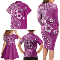 Cook Islands Family Matching Long Sleeve Bodycon Dress and Hawaiian Shirt Fandango Hibiscus And Stars LT05 - Polynesian Pride