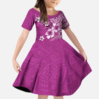 Cook Islands Family Matching Mermaid Dress and Hawaiian Shirt Fandango Hibiscus And Stars LT05 Daughter's Dress Fandango - Polynesian Pride