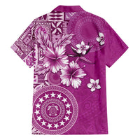 Cook Islands Family Matching Off Shoulder Short Dress and Hawaiian Shirt Fandango Hibiscus And Stars LT05 - Polynesian Pride