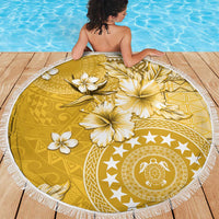 Cook Islands Beach Blanket Yellow Hibiscus And Stars