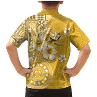 Cook Islands Family Matching Mermaid Dress and Hawaiian Shirt Yellow Hibiscus And Stars LT05 - Polynesian Pride