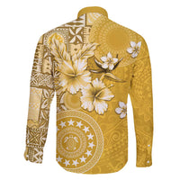 Cook Islands Family Matching Short Sleeve Bodycon Dress and Hawaiian Shirt Yellow Hibiscus And Stars LT05 - Polynesian Pride