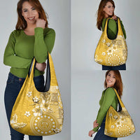 Cook Islands Grocery Bag Yellow Hibiscus And Stars