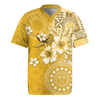 Cook Islands Rugby Jersey Yellow Hibiscus And Stars LT05 Yellow - Polynesian Pride