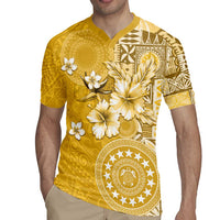 Cook Islands Rugby Jersey Yellow Hibiscus And Stars LT05 - Polynesian Pride