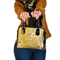 Cook Islands Shoulder Handbag Yellow Hibiscus And Stars LT05 One Size Yellow - Polynesian Pride