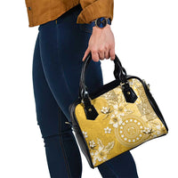 Cook Islands Shoulder Handbag Yellow Hibiscus And Stars LT05 - Polynesian Pride
