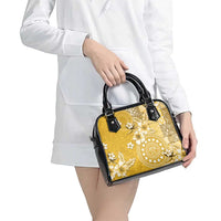 Cook Islands Shoulder Handbag Yellow Hibiscus And Stars LT05 - Polynesian Pride