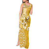 Cook Islands Tank Maxi Dress Yellow Hibiscus And Stars