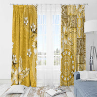 Cook Islands Window Curtain Yellow Hibiscus And Stars