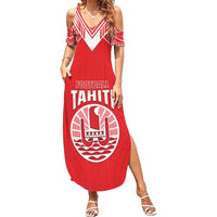 Custom Tahiti Football Family Matching Summer Maxi Dress and Hawaiian Shirt Coat Of Arms Polynesian Tribal Pattern LT05 Mom's Dress Red - Polynesian Pride