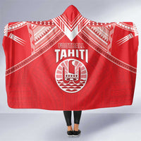 Tahiti Football Hooded Blanket Coat Of Arms Polynesian Tribal Pattern LT05 One Size Red - Polynesian Pride