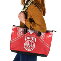 Tahiti Football Leather Tote Bag Coat Of Arms Polynesian Tribal Pattern LT05 Red - Polynesian Pride