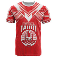 Custom Tahiti Football T Shirt Coat Of Arms Polynesian Tribal Pattern LT05 Red - Polynesian Pride