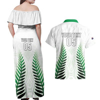 Custom New Zealand Fern Football Couples Matching Off Shoulder Maxi Dress and Hawaiian Shirt Simple Style