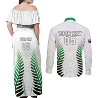 Custom New Zealand Fern Football Couples Matching Off Shoulder Maxi Dress and Long Sleeve Button Shirt Simple Style