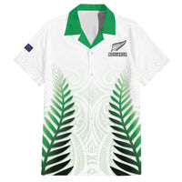 Custom New Zealand Fern Football Family Matching Short Sleeve Bodycon Dress and Hawaiian Shirt Simple Style LT05 Dad's Shirt - Short Sleeve White - Polynesian Pride