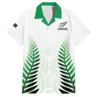 Custom New Zealand Fern Football Family Matching Summer Maxi Dress and Hawaiian Shirt Simple Style LT05 Dad's Shirt - Short Sleeve White - Polynesian Pride
