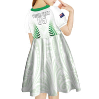 Custom New Zealand Fern Football Kid Short Sleeve Dress Simple Style