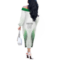 Custom New Zealand Fern Football Off The Shoulder Long Sleeve Dress Simple Style