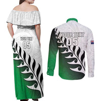Custom New Zealand Football Couples Matching Off Shoulder Maxi Dress and Long Sleeve Button Shirt Go Aotearoa
