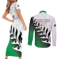 Custom New Zealand Football Couples Matching Short Sleeve Bodycon Dress and Long Sleeve Button Shirt Go Aotearoa