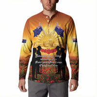ANZAC Day Button Sweatshirt Remembrance Tribute Soldiers And Poppy Field