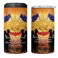 ANZAC Day 4 in 1 Can Cooler Tumbler Remembrance Tribute Soldiers And Poppy Field LT05 One Size: 16 oz Orange - Polynesian Pride