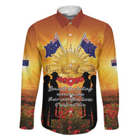 ANZAC Day Family Matching Tank Maxi Dress and Hawaiian Shirt Remembrance Tribute Soldiers And Poppy Field LT05 Dad's Shirt - Long Sleeve Orange - Polynesian Pride