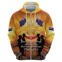 ANZAC Day Hoodie Remembrance Tribute Soldiers And Poppy Field