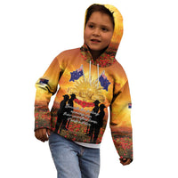 ANZAC Day Kid Hoodie Remembrance Tribute Soldiers And Poppy Field LT05 - Polynesian Pride