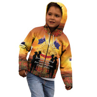 ANZAC Day Kid Hoodie Remembrance Tribute Soldiers And Poppy Field LT05 - Polynesian Pride
