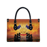 ANZAC Day Leather Bag Remembrance Tribute Soldiers And Poppy Field