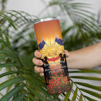 ANZAC Day Skinny Tumbler Remembrance Tribute Soldiers And Poppy Field LT05 - Polynesian Pride