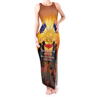 ANZAC Day Tank Maxi Dress Remembrance Tribute Soldiers And Poppy Field LT05 Women Orange - Polynesian Pride