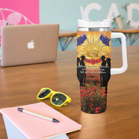 ANZAC Day Tumbler With Handle Remembrance Tribute Soldiers And Poppy Field