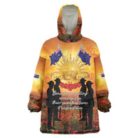 ANZAC Day Wearable Blanket Hoodie Remembrance Tribute Soldiers And Poppy Field LT05 One Size Orange - Polynesian Pride
