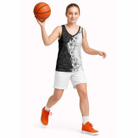 Hawaii Hibiscus Flowers Basketball Jersey Grayscale Polynesian Pattern LT05 - Polynesian Pride