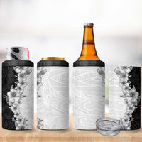 Hawaii Hibiscus Flowers 4 in 1 Can Cooler Tumbler Grayscale Polynesian Pattern LT05 - Polynesian Pride