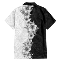 Hawaii Hibiscus Flowers Family Matching Summer Maxi Dress and Hawaiian Shirt Grayscale Polynesian Pattern LT05 - Polynesian Pride