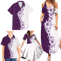 Hawaii Hibiscus Flowers Family Matching Summer Maxi Dress and Hawaiian Shirt Purple Polynesian Pattern LT05 - Polynesian Pride